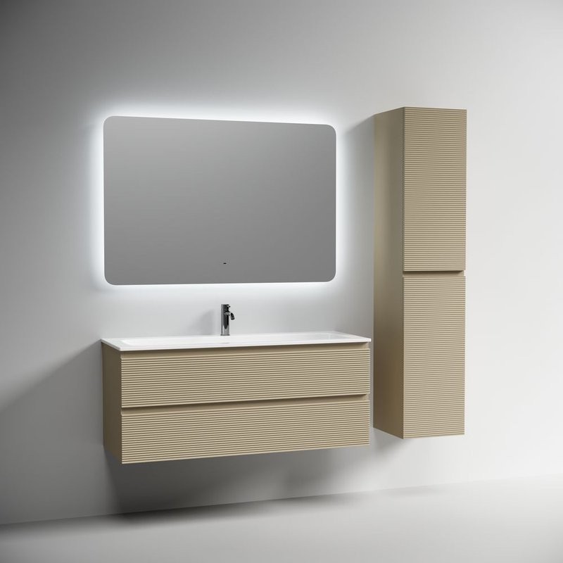 Тумба под раковину подвесная Sancos Folk 1190х445х500 мм, c двумя ящиками оснащенными доводчиками, Капучино