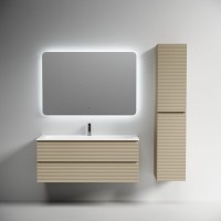 Тумба под раковину подвесная Sancos Folk 1190х445х500 мм, c двумя ящиками оснащенными доводчиками, Капучино