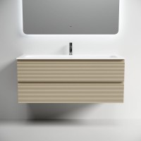 Тумба под раковину подвесная Sancos Folk 1190х445х500 мм, c двумя ящиками оснащенными доводчиками, Капучино