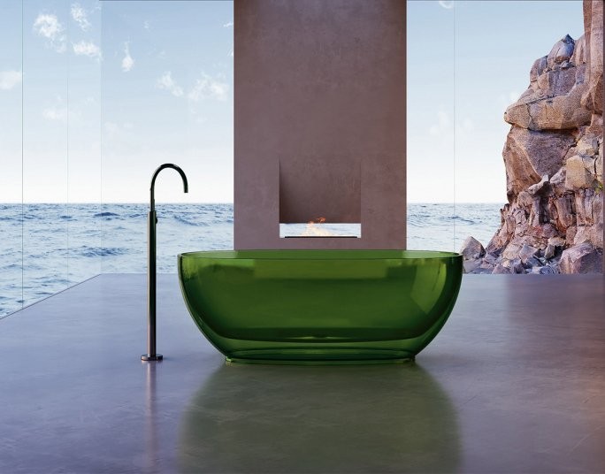 Акриловая ванна Abber Kristall AT9703 Emerald 170x75 см, отдельностоящая, овальная, с донным клапаном