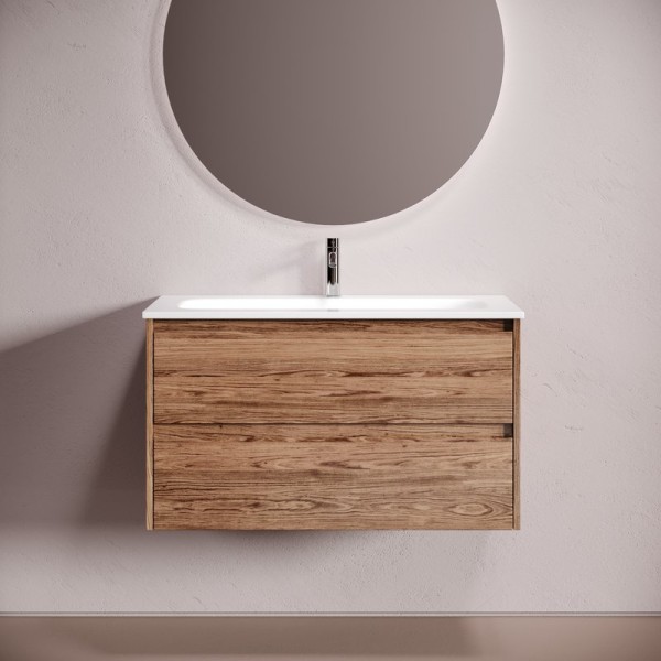 Тумба с раковиной Sancos Libra 90 подвесная, дуб чарльстон, раковина СN7019
