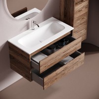 Тумба с раковиной Sancos Libra 90 подвесная, дуб чарльстон, раковина СN7019