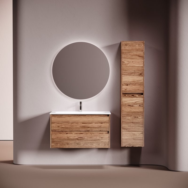 Тумба с раковиной Sancos Libra 90 подвесная, дуб чарльстон, раковина СN7019