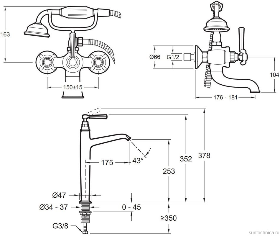 Комплект для ванной Jacob Delafon Cleo 1889 E24309-CP + E24313-CP