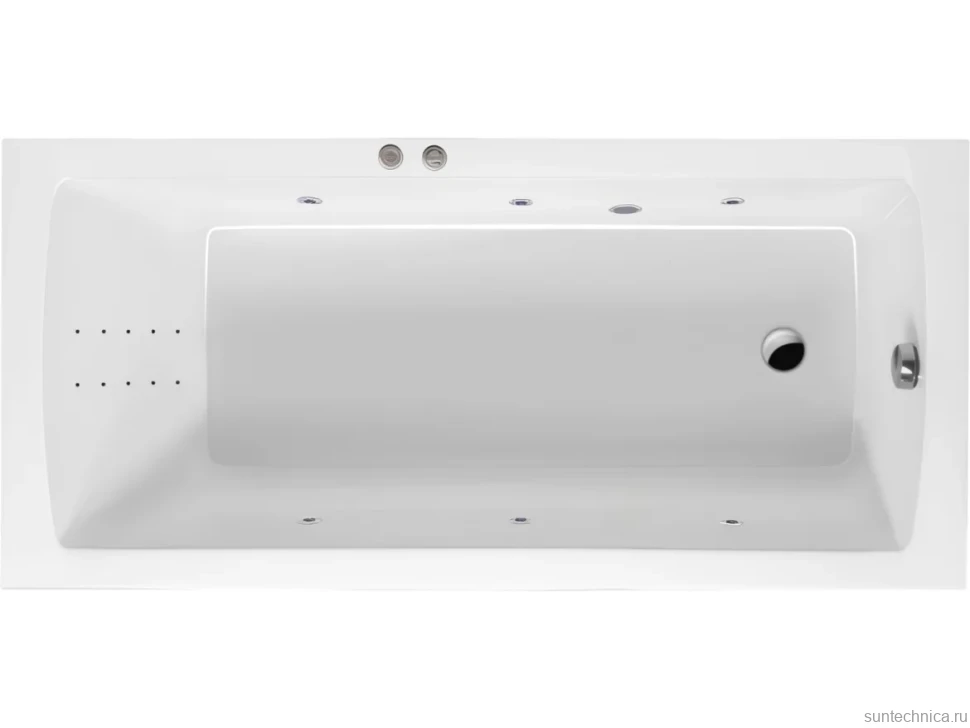 Акриловая ванна Excellent Aquaria Line Nano 170x75 см, встраиваемая, с гидромассажем, белая, с каркасом, со сливом-переливом