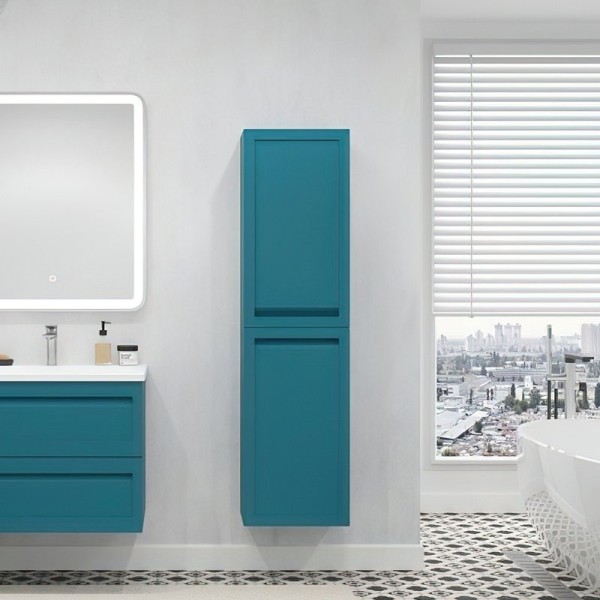 Шкаф пенал для ванной Art&Max Platino бирюзовый матовый