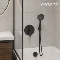 Душевой комплект Cersanit Лара (Lara) 68150 С ВНУТРЕННЕЙ ЧАСТЬЮ, матовый черный