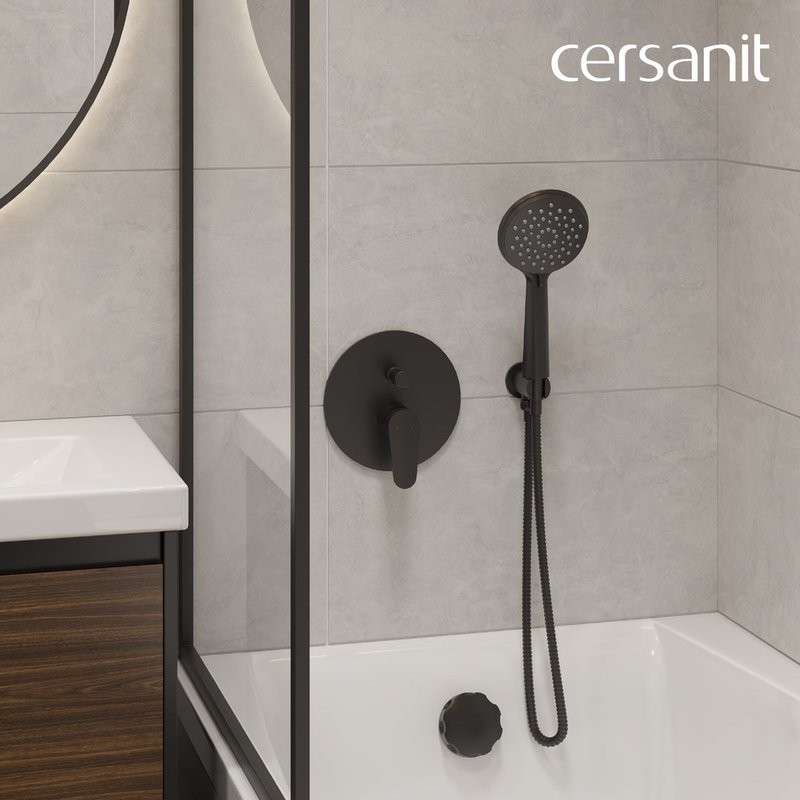 Душевой комплект Cersanit Лара (Lara) 68150 С ВНУТРЕННЕЙ ЧАСТЬЮ, матовый черный