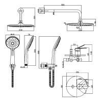 Душевой комплект Cersanit Лара (Lara) 68150 С ВНУТРЕННЕЙ ЧАСТЬЮ, матовый черный