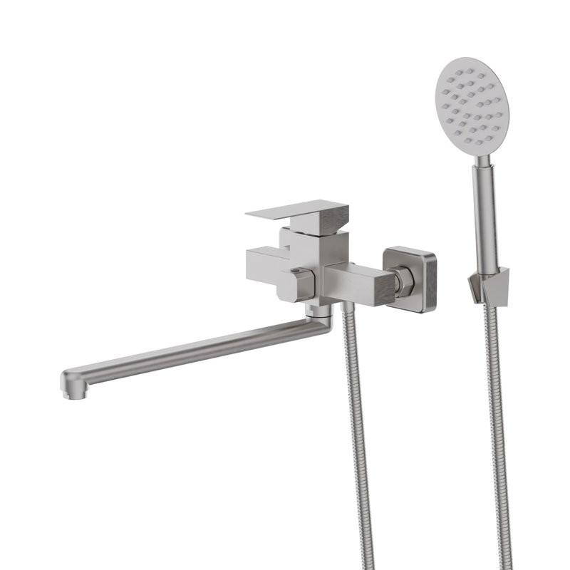 Смеситель с длинным изливом для ванны Agger Zest A0722233 никель матовый