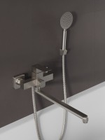 Смеситель с длинным изливом для ванны Agger Zest A0722233 никель матовый