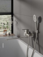 Смеситель с длинным изливом для ванны Agger Zest A0722233 никель матовый