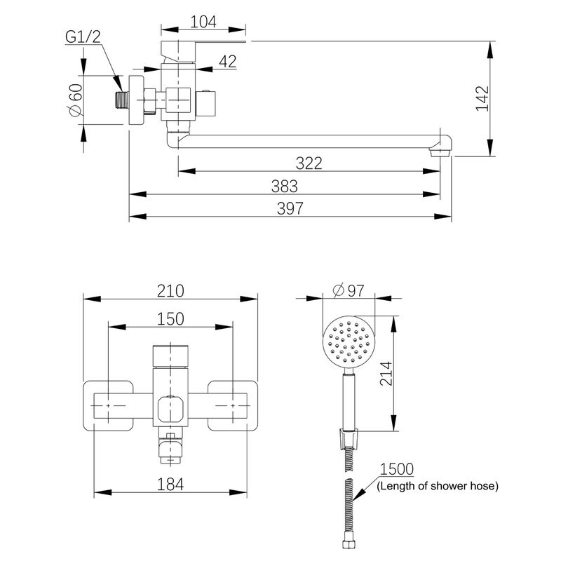 Смеситель с длинным изливом для ванны Agger Zest A0722233 никель матовый