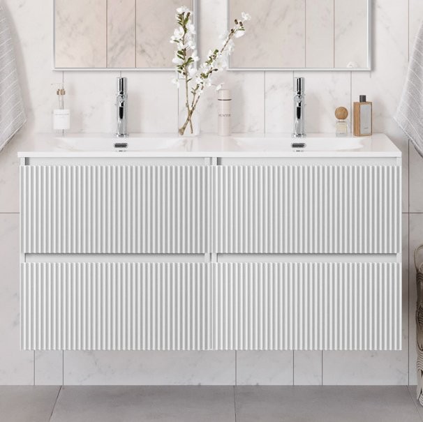 Тумба с раковиной BelBagno Uno 120 подвесная, 4 ящика, bianco opaco
