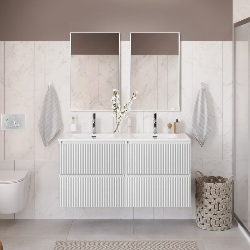Тумба с раковиной BelBagno Uno 120 подвесная, 4 ящика, bianco opaco
