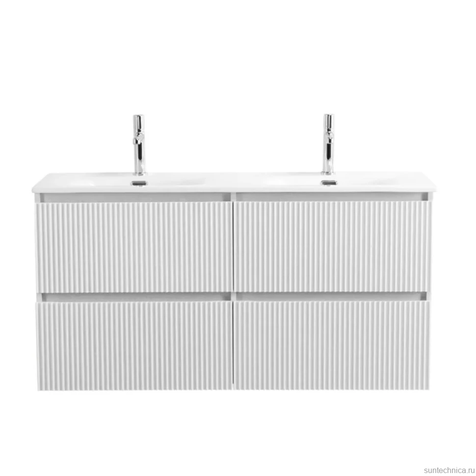Тумба с раковиной BelBagno Uno 120 подвесная, 4 ящика, bianco opaco