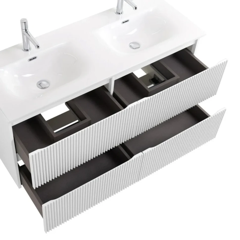 Тумба с раковиной BelBagno Uno 120 подвесная, 4 ящика, bianco opaco