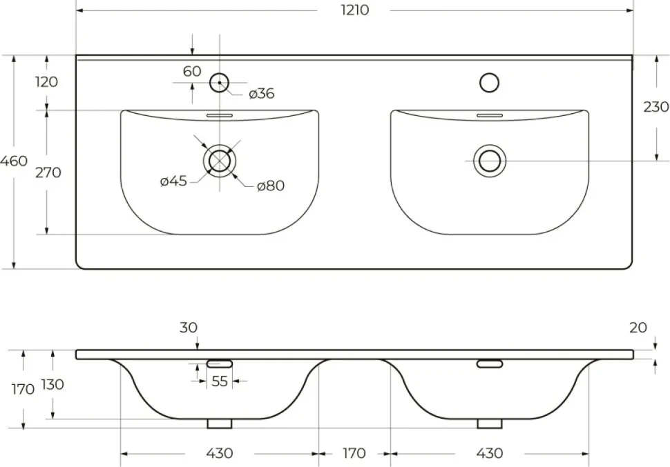 Тумба с раковиной BelBagno Uno 120 подвесная, 4 ящика, bianco opaco