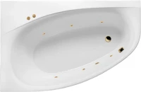 Акриловая ванна Excellent Kameleon Soft L 170x110 см, угловая, левая, встраиваемая, с гидромассажем, белая, асимметричная, с каркасом, со сливом-переливом, фурнитура золото