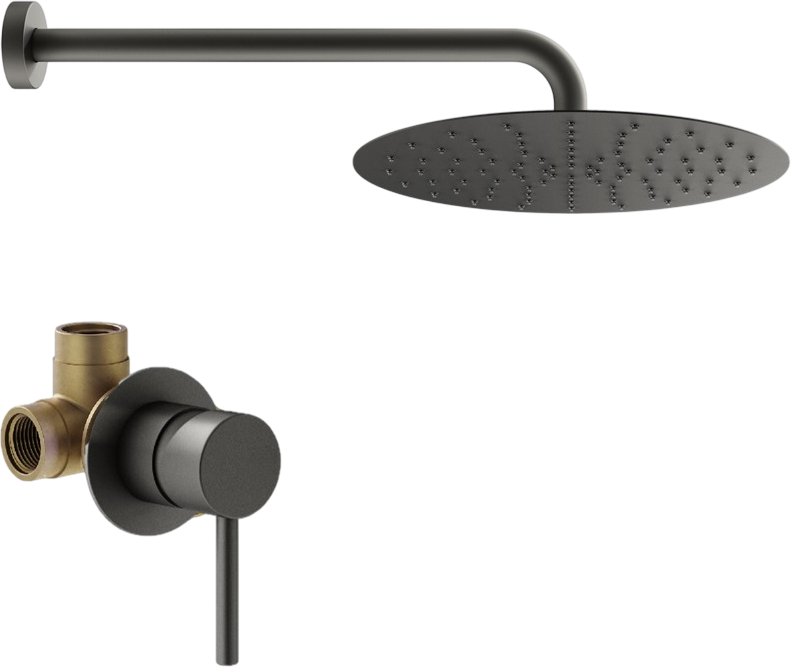 Душевой комплект Plumberia Selection Ixo KITXO01GR С ВНУТРЕННЕЙ ЧАСТЬЮ, графит матовый