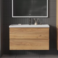 Тумба с раковиной SanStar Riana 100 подвесная, дуб крафт золотой, раковина Фостер 100