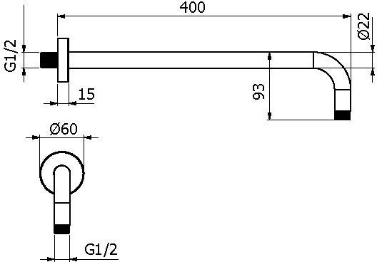Кронштейн для верхнего душа Plumberia Selection Shower SAT3130CS брашированный хром