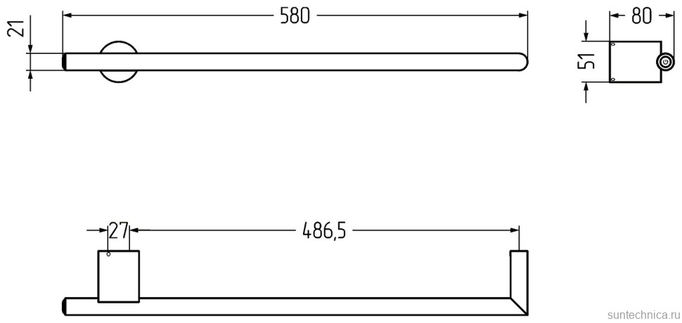 Полотенцесушитель электрический Сунержа Идиллия Master 500 5x60 см, скрытое подключение, хром, I-образный