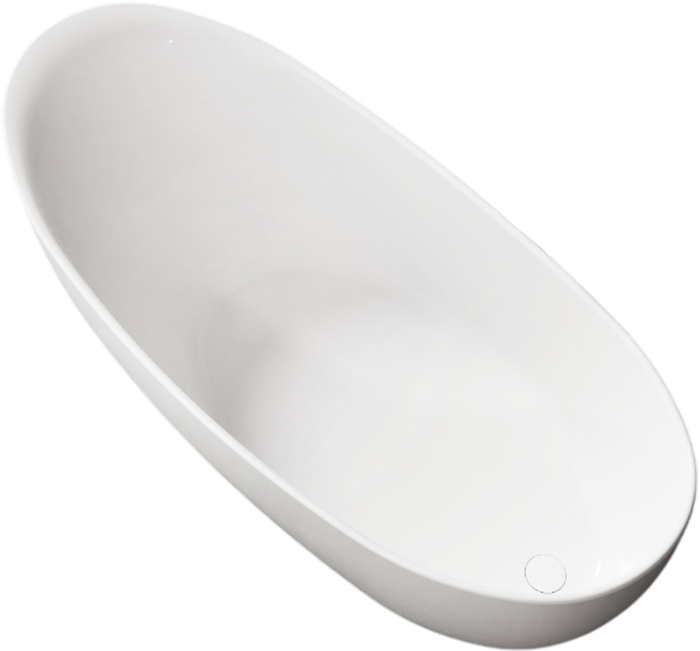 Ванна из искусственного камня Vincea VBT-6S03MW 170x80 см, отдельностоящая, матовая белая, овальная, со сливом-переливом, с донным клапаном