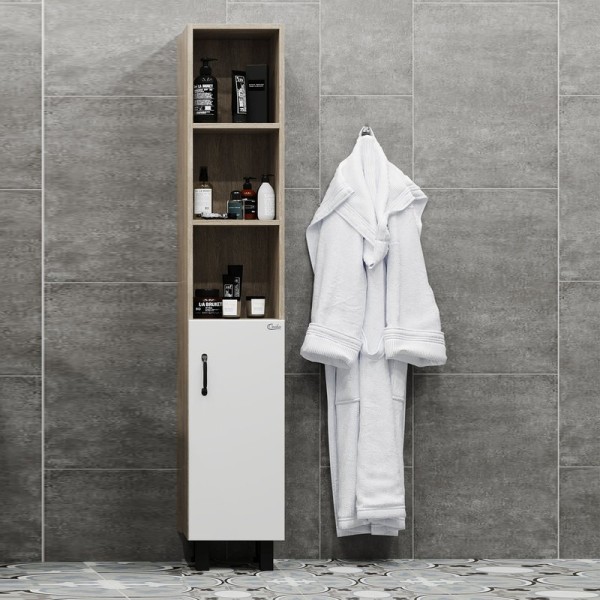 Шкаф пенал для ванной Onika Тимбер 30.01 R, белый, дуб сонома