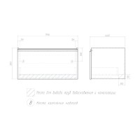 Тумба под раковину без столешницы Vigo Cross 80 подвесная, 1 ящик, светлое дерево