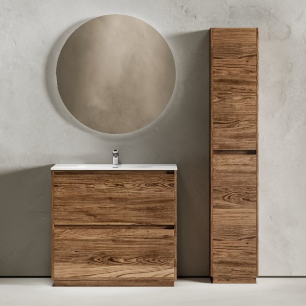 Мебель для ванной комнаты Sancos Libra Floor 90 дуб чарльстон, белая раковина CN7002