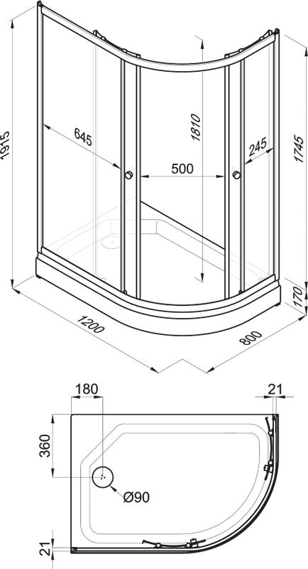 Душевой уголок Triton Коралл Лайт А левый 120х80 см