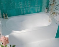 Акриловая ванна 1MarKa Taormina Премиум 180x90 см, пристенная, белая, с каркасом, с экраном, со сливом-переливом