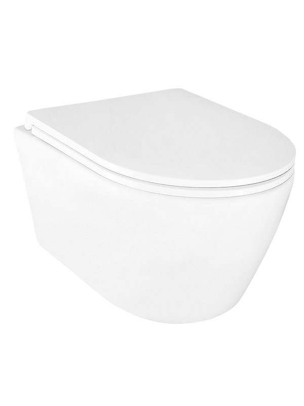 Унитаз подвесной AZARIO Uno AZ-2380 безободковый, с микролифтом, глянцевый белый