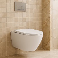 Унитаз подвесной AZARIO Uno AZ-2380 безободковый, с микролифтом, глянцевый белый