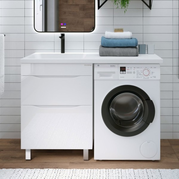 Тумба под раковину Grossman Вилар 120 белая, под стиральную машину