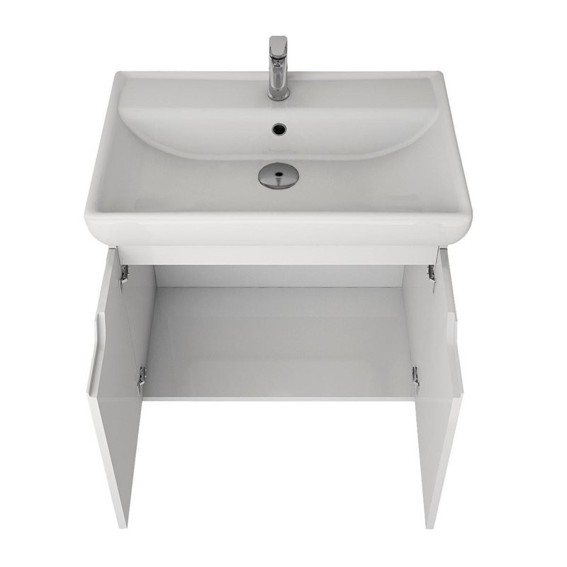 Тумба с раковиной Dreja Q(D) 70 подвесная, белый глянец