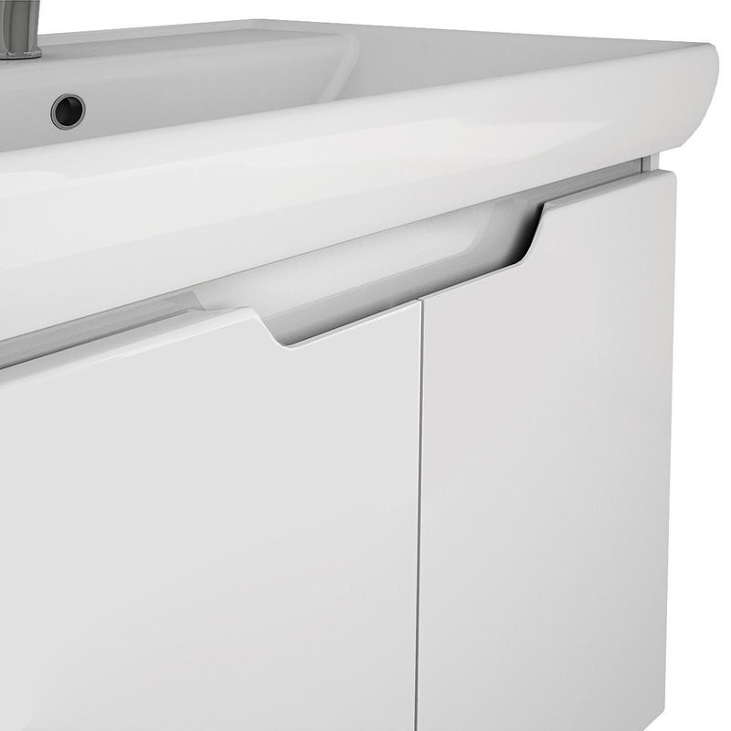 Тумба с раковиной Dreja Q(D) 70 подвесная, белый глянец