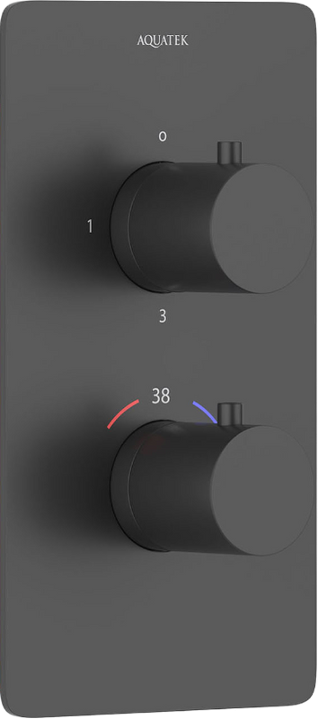 Термостатический смеситель встраиваемый AQUATEK Европа AQ1393MB для ванны с душем, С ВНУТРЕННЕЙ ЧАСТЬЮ, 3 режима, матовый черный