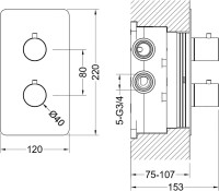 Термостатический смеситель встраиваемый AQUATEK Европа AQ1393MB для ванны с душем, С ВНУТРЕННЕЙ ЧАСТЬЮ, 3 режима, матовый черный
