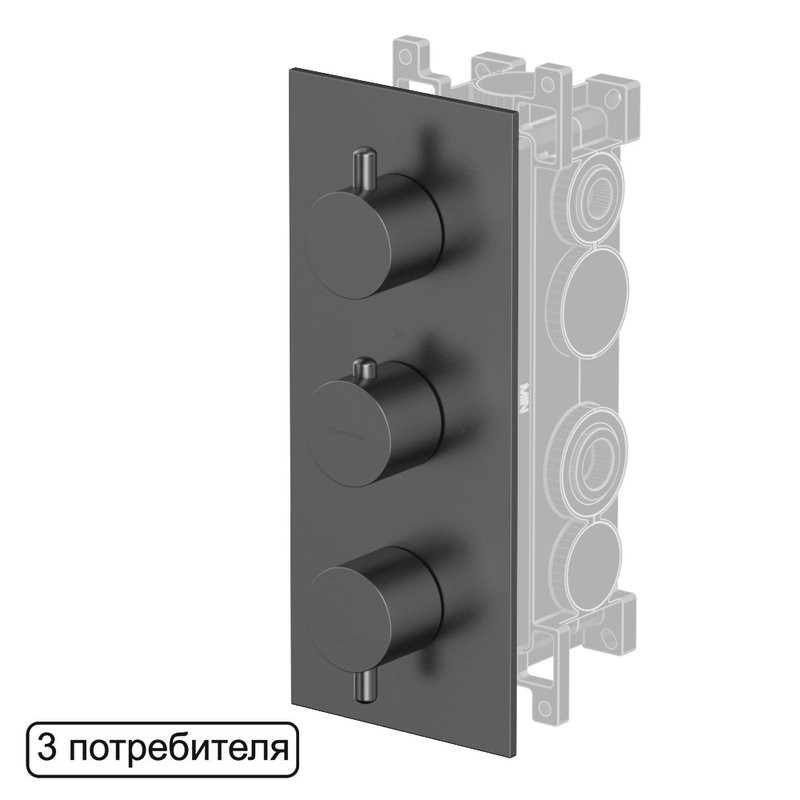 Термостатический смеситель встраиваемый WHITECROSS Y Y1238GM С ВНУТРЕННЕЙ ЧАСТЬЮ, для ванны с душем, оружейная сталь