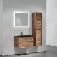 Тумба с раковиной Sancos Marmi 2.0 80 черная раковина, дуб чарльстон