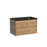 Тумба с раковиной Sancos Marmi 2.0 80 черная раковина, дуб чарльстон