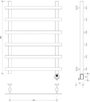 Полотенцесушитель электрический Secado Понтида 1, R 80x60 см, подключение справа, глянцевый хром, лесенка