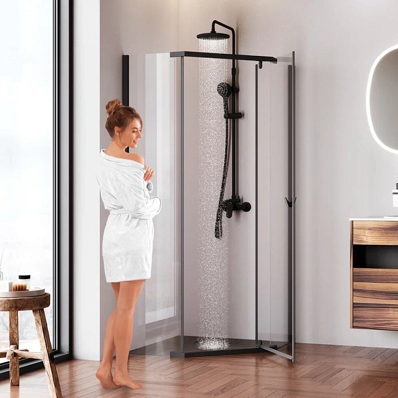 Душевой уголок AM.PM Sunny W87G-405-9090-BT 90x90 см, черный матовый