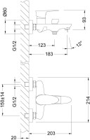 Смеситель для ванны с душем Lemark Nero LM0214C