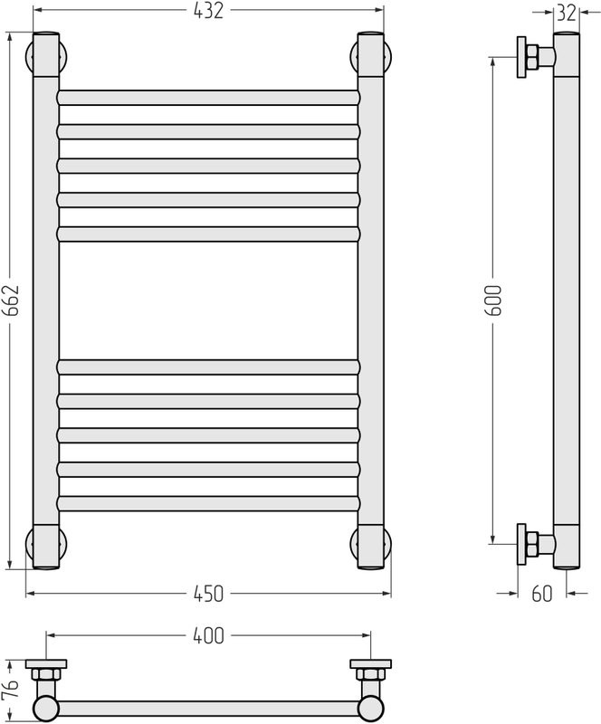 Полотенцесушитель водяной Сунержа Богема + 60x40, белый матовый