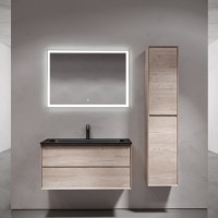 Мебель для ванной комнаты Sancos Marmi 2.0 100 черная раковина, дуб галифакс натуральный