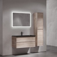 Мебель для ванной комнаты Sancos Marmi 2.0 100 черная раковина, дуб галифакс натуральный