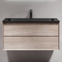 Мебель для ванной комнаты Sancos Marmi 2.0 100 черная раковина, дуб галифакс натуральный